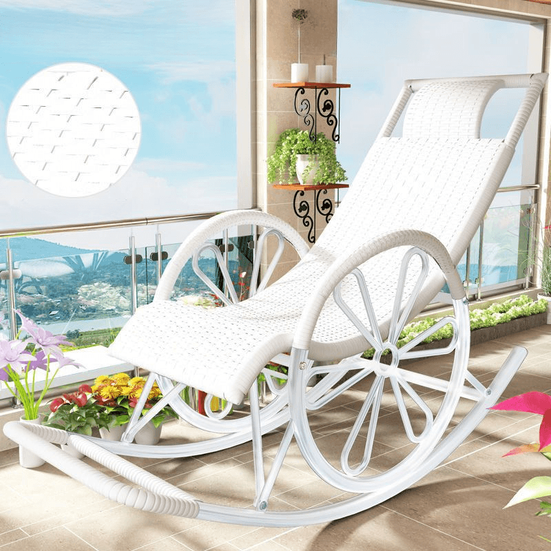 Auburn/Sage Green/Golden Synthetic Porch Rocker with Round Arm - image 11
