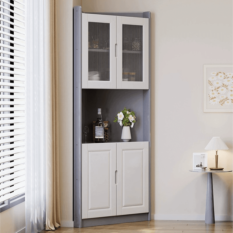 Independent Rubberwood Utility Storage Cabinet with Shelves, Living Room