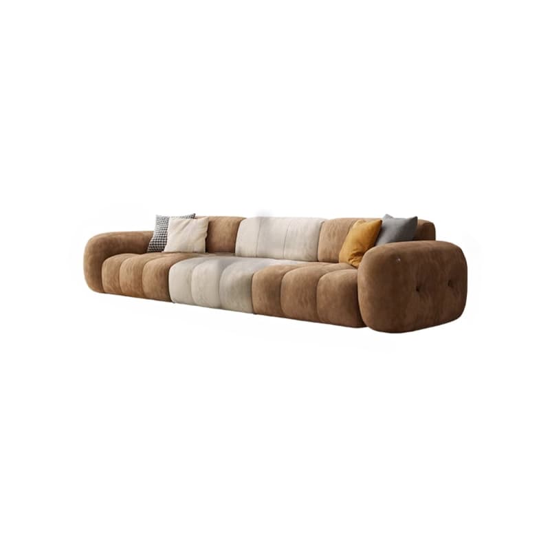 Channel Back L-Shape/Straight Right Hand Facing/Horizontal Sofa Recliner/Sofa Couch in Brown/Beige with Concealed Support & Pine Wood Frame for Living Room - image 14