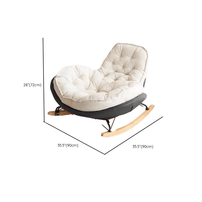 Modish Rocking Couch Chair with Spindle Back, Flannel Upholstery, Padded Design, Rear Support, and Stationary Base - image 14