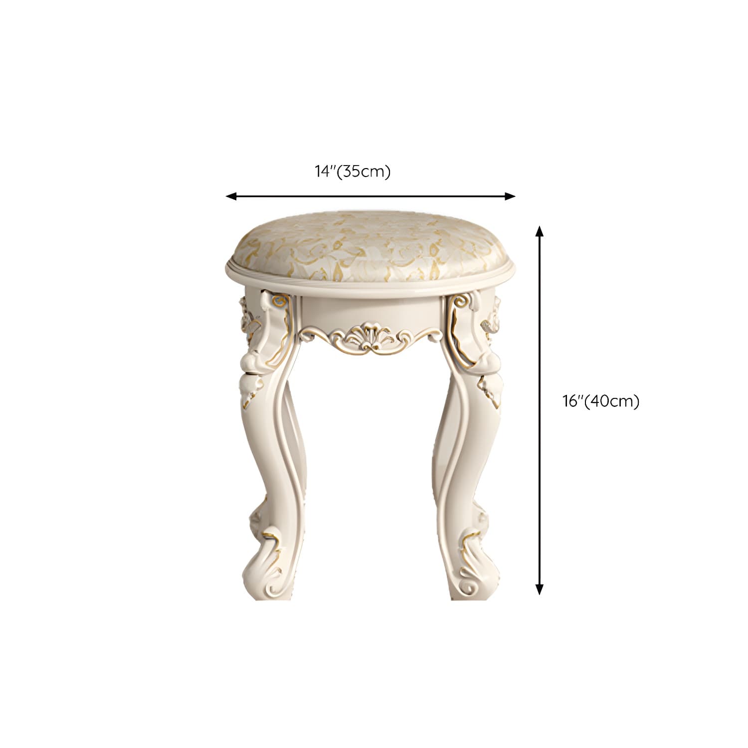 Elegant White Victorian Makeup Vanity Set with Wood Top & Mirror & Drawers & Upholstered Chair - image 11