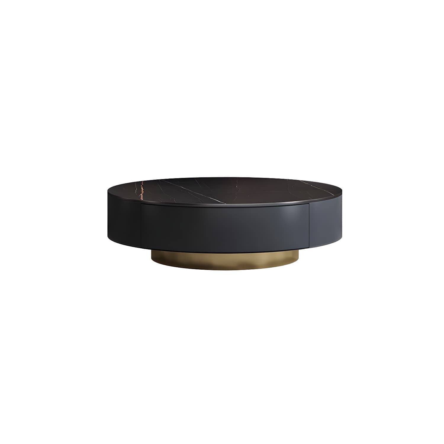 Elegant Gold Metal Drum Coffee Table with Stone Top and Storage Drawers - image 10