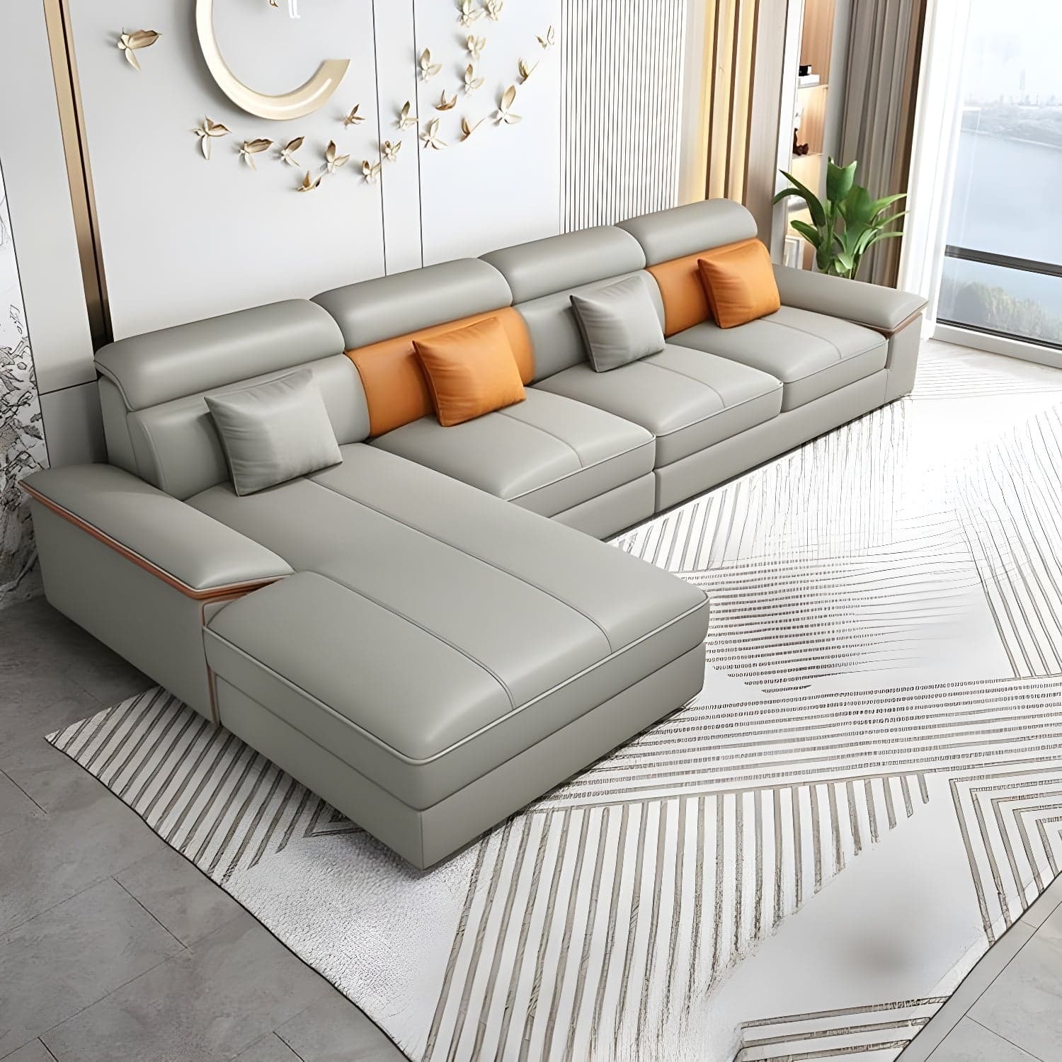 Modernism Pillow Top Arm Sectional with Chaise for Living Room - image 5
