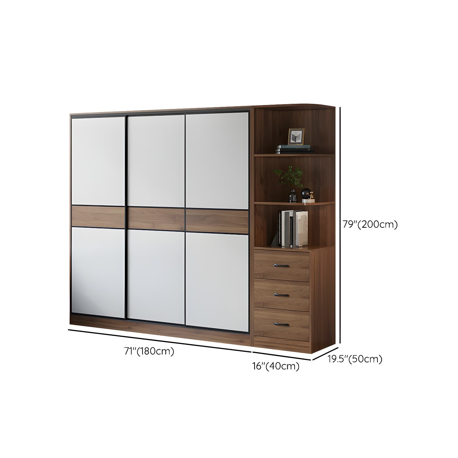 Modern Brown Wood Wardrobe Armoire with Sliding Doors, Shelves, and Clothing Rod - image 27