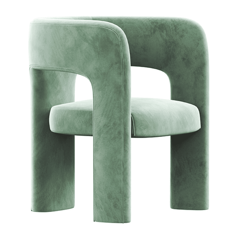 Soft-pile Fabric Upholstered Secure Outlined Arm Chair with Curved Back and Dark Blue/Light Green/Blush Legs in a Nordic Style - image 7