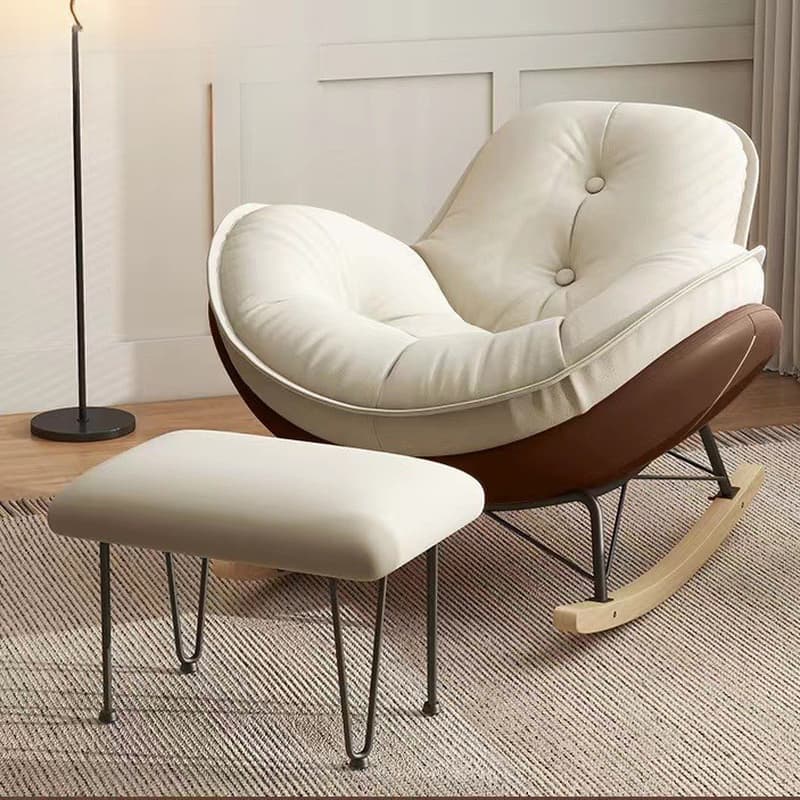 Modern Butter Color/Grey/Auburn Upholstered Padded Rocking Seat with Flared Arm, Scratch-repellent - image 14