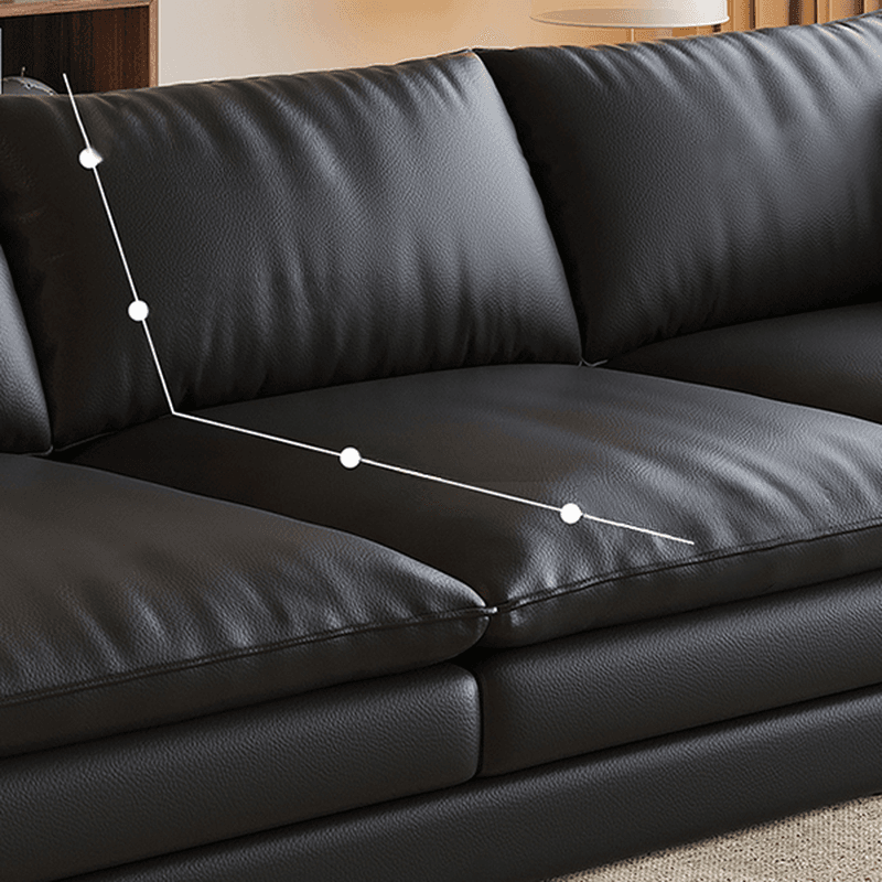 Modish Solid Color Scratch-durable Standard Sofa in Midnight Black, Seats 4/3/2-seater with 2 Pillows - image 4