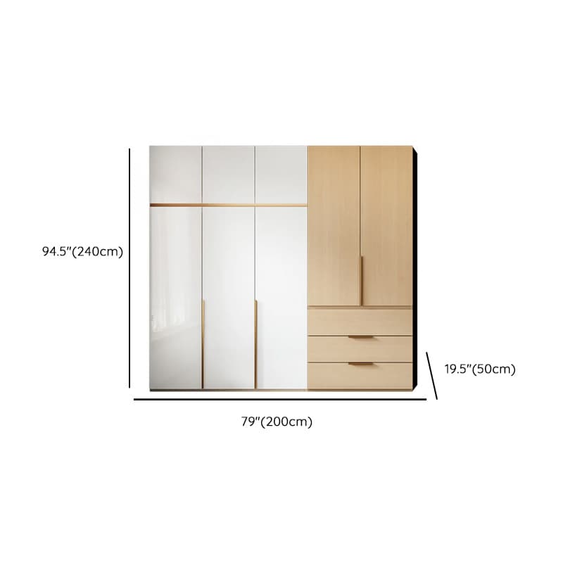 Multicolor/White/Natural Color Art Deco Composite Wood Cabinet Armoire with Hanging Rod, Interior Shelves, Soft Close Door and Soft Close Drawer - image 23