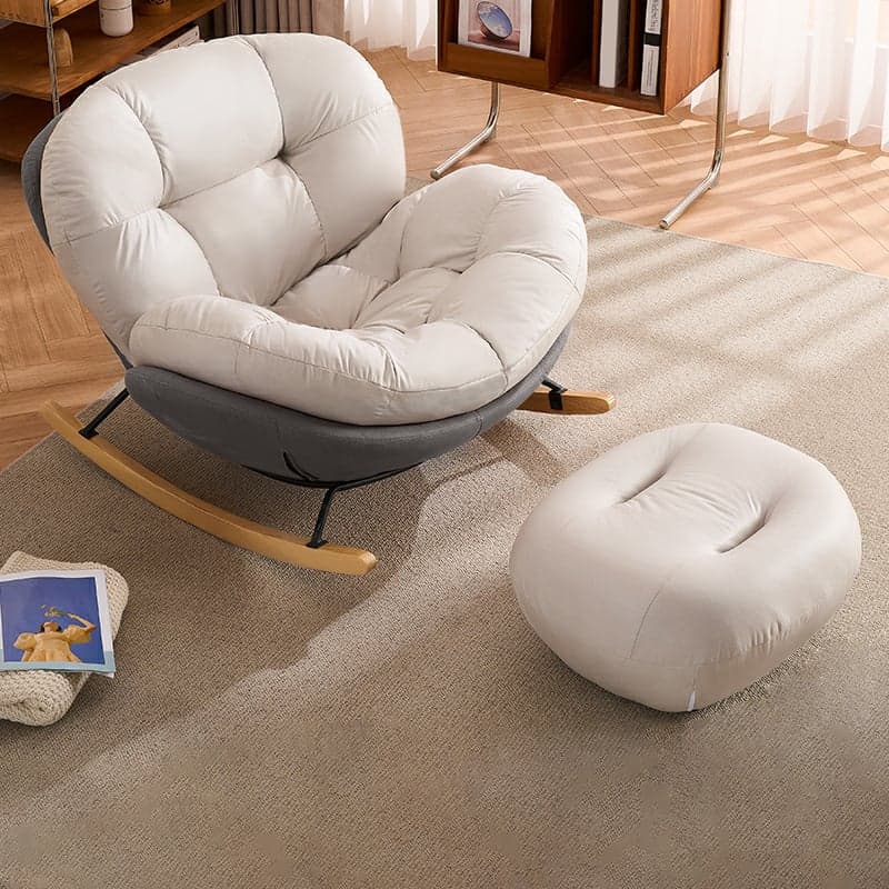 Chic Upholstered Small Rocking Chair in Natural Wood with Tufted Back and Stylish Modern Design - image 3