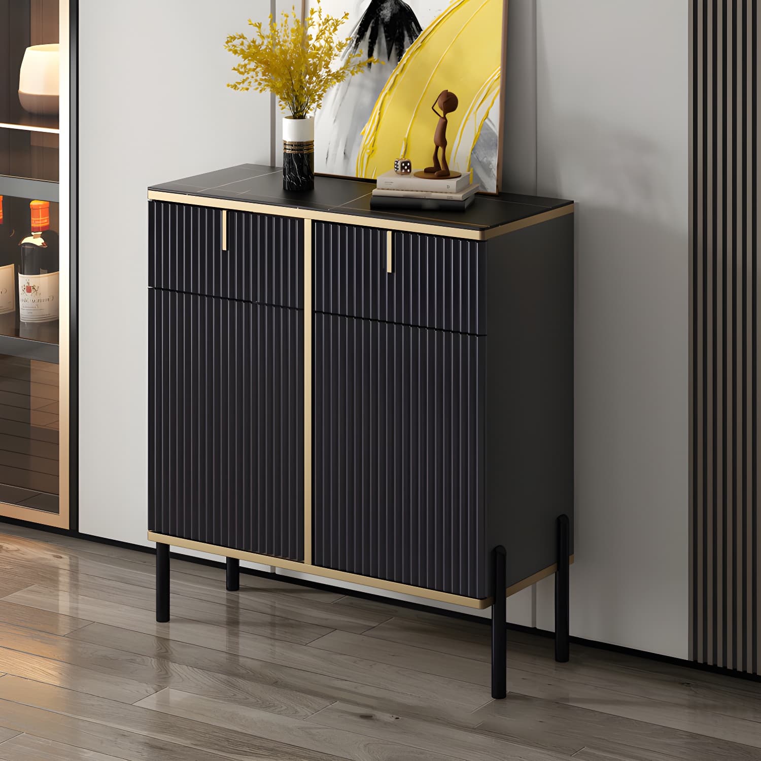 Glam Sideboard Stone Top Sideboard with Door for Living Room - image 8