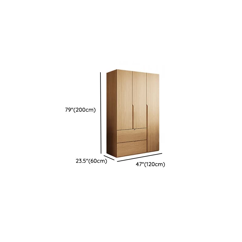 Natural Finish Minimalist Oak Wood Cabinet Armoire with Soft Close Drawer, Soft Close Door, Interior Shelves, and Clothing Rod - image 8