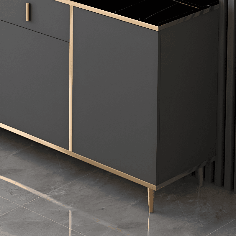 Art Deco Sideboard with 2 Drawers, Narrow/Standard Size, 3 Shelves, Sintered Stone Countertop, 4/3 Doors, Self-supporting - image 9