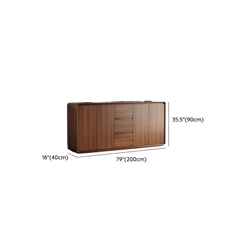 Sepia Simplistic Sideboard with 3 Drawers, Standard Size, Adjustable Shelving, and Multiple Doors Storage Cabinets - image 15
