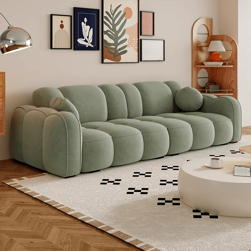 Modish Solid Color Standard Sofa Stain Resistant/Water Resistant Dove Grey/Apricot Color/Mocha with 2 Pillows & Armrest for 4 Person/3-seater - image 3