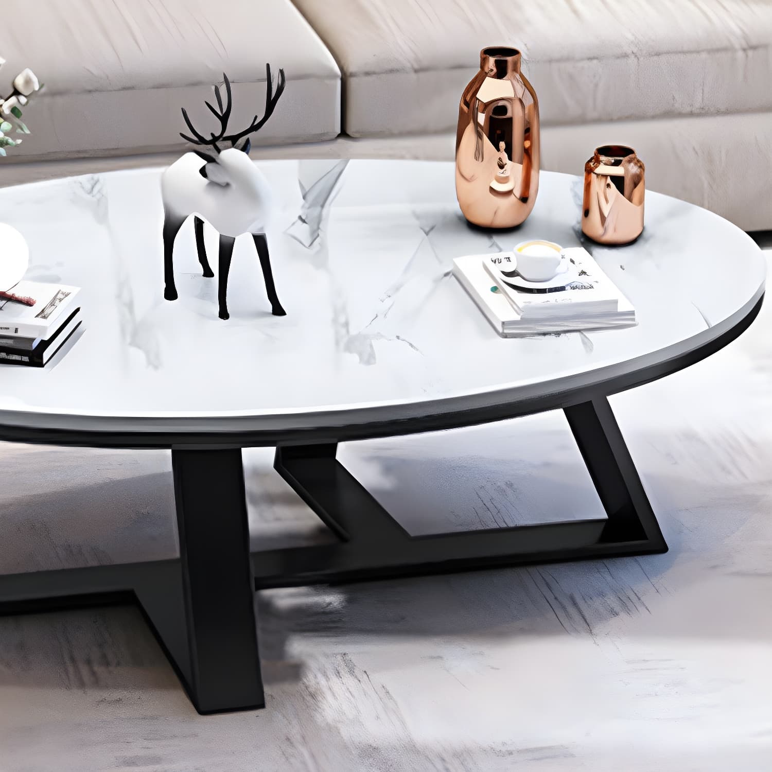Slate Oval Coffee Table Minimalist Coffee Table for Living Room - image 8