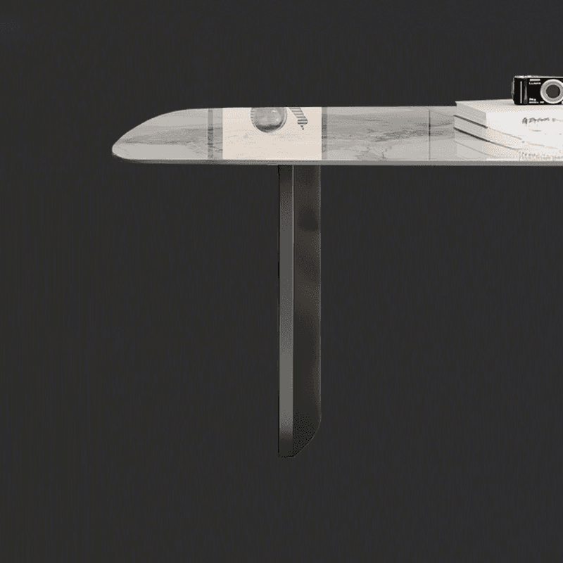 Retro Slate Dining Table Set with Dual-base, Upholstered Chairs, Back, and White Top - image 5