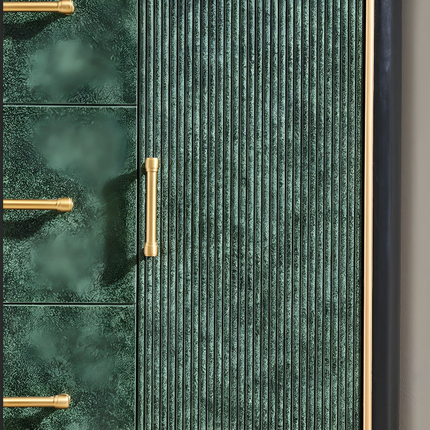 Glam Corner Accent Cabinet with Black Stone Countertop and Wood Base for Small Spaces - image 8