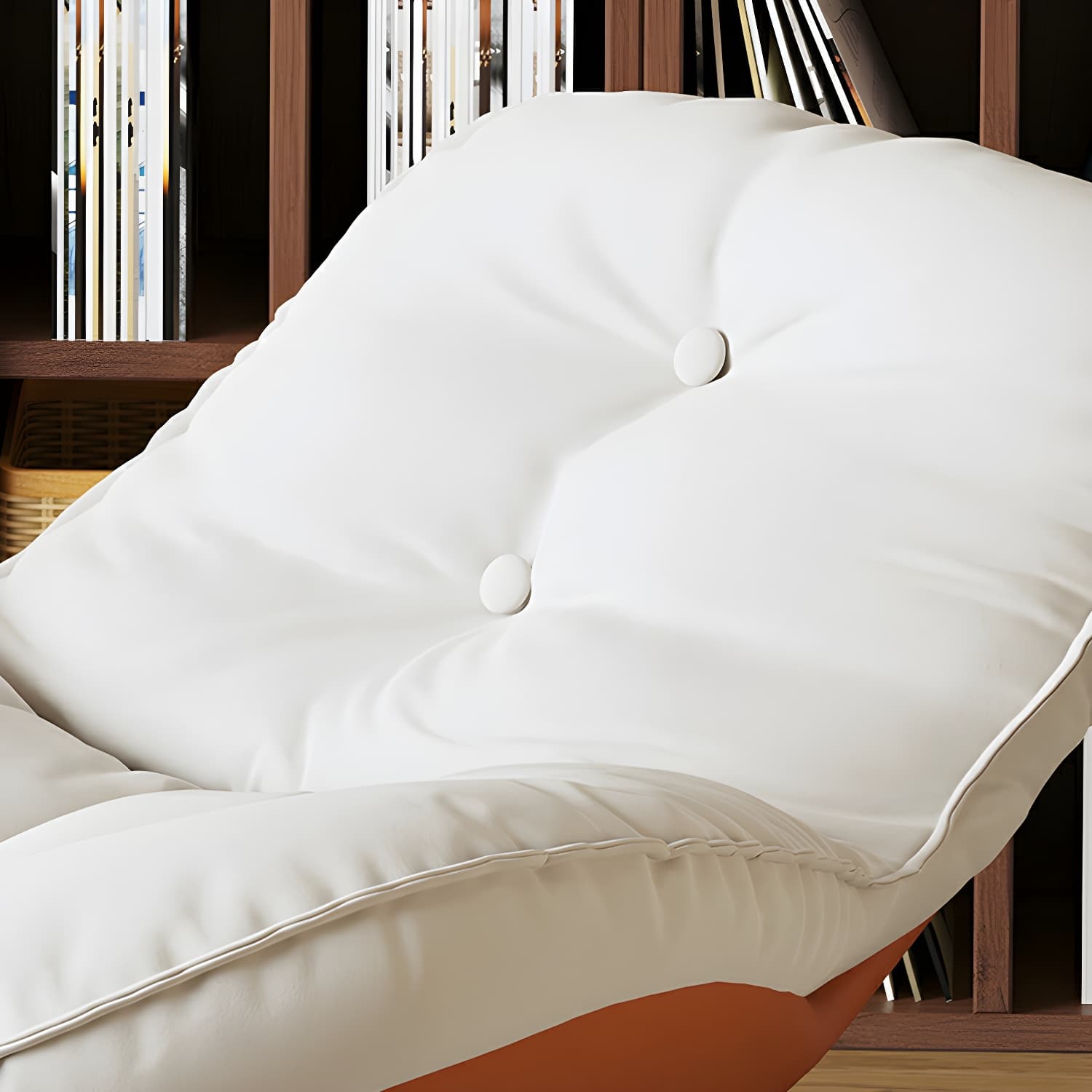 Contemporary Upholstered Rocking Chair with White Tufted Flannel Cushion and Solid Wood Legs - image 11
