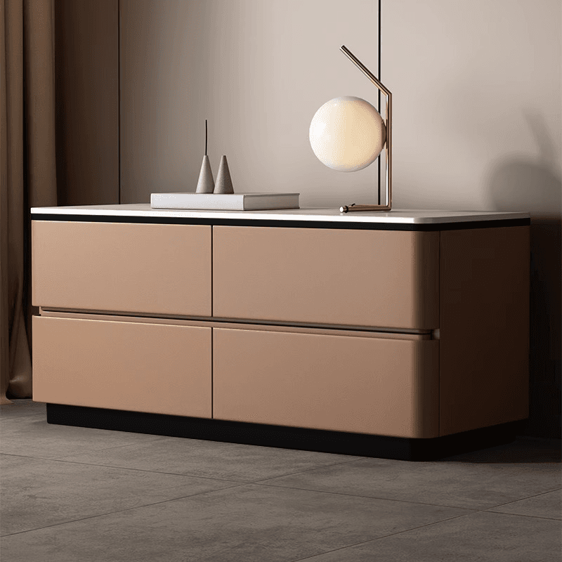 Modish Nightstand With Drawer Organization with 4 Drawers and Stone Tabletop - image 7