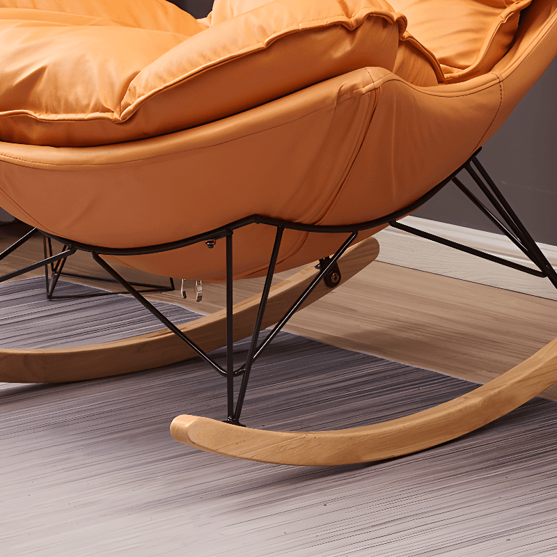 2-piece Stain Resistant Padded Rocking Accent Chair in Apricot Color with Footstool and Lumber Base in a Simple Style - image 14
