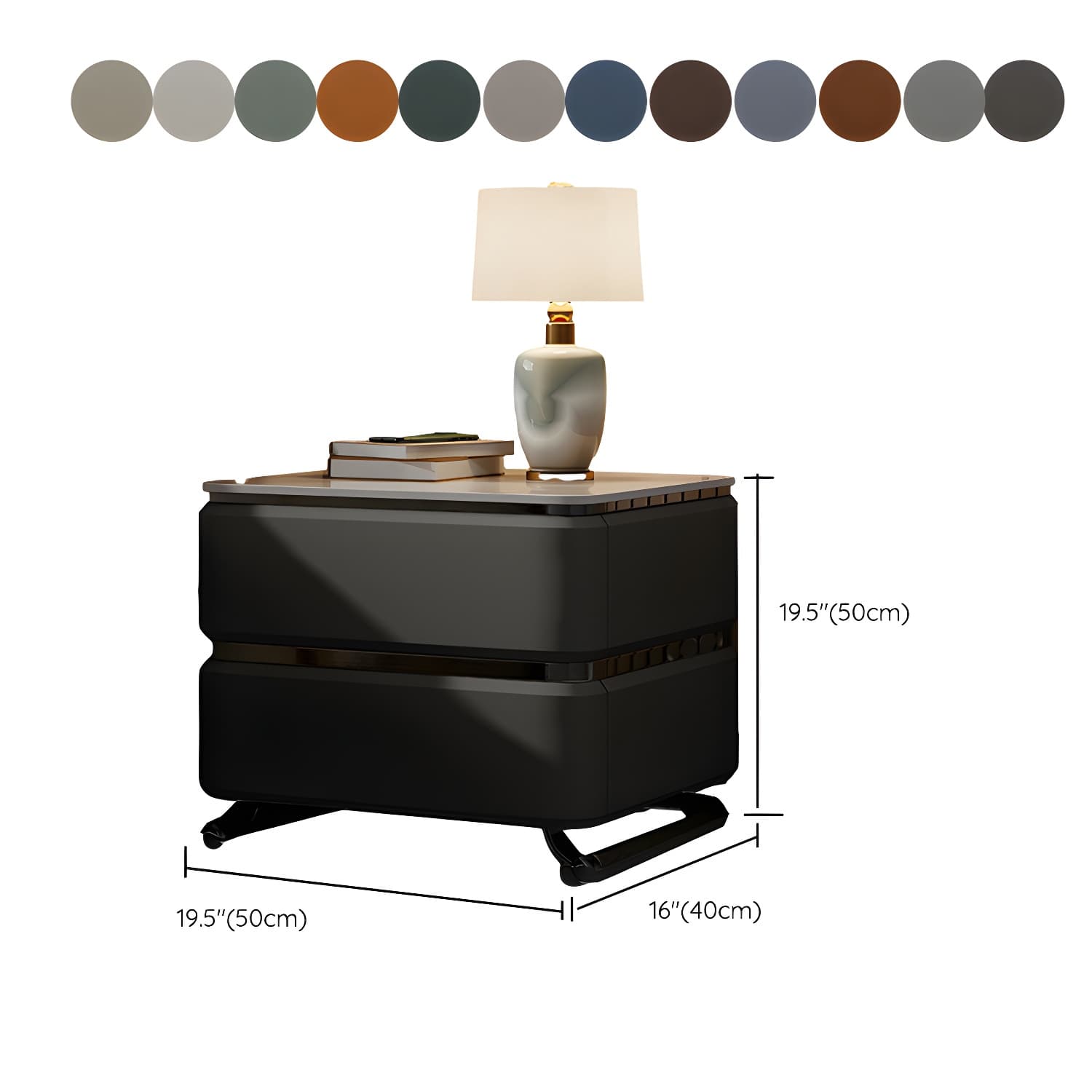 Small Modern Faux Leather Nightstand with Drawer Storage in Stone Finish - image 28