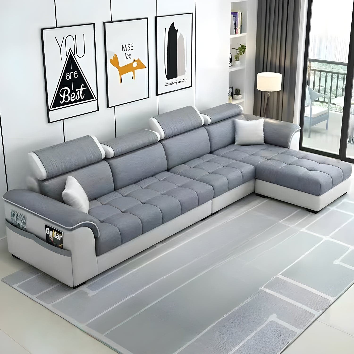Contemporary L-Shaped Sectional Sofa with Adjustable Pillows and Storage - image 8