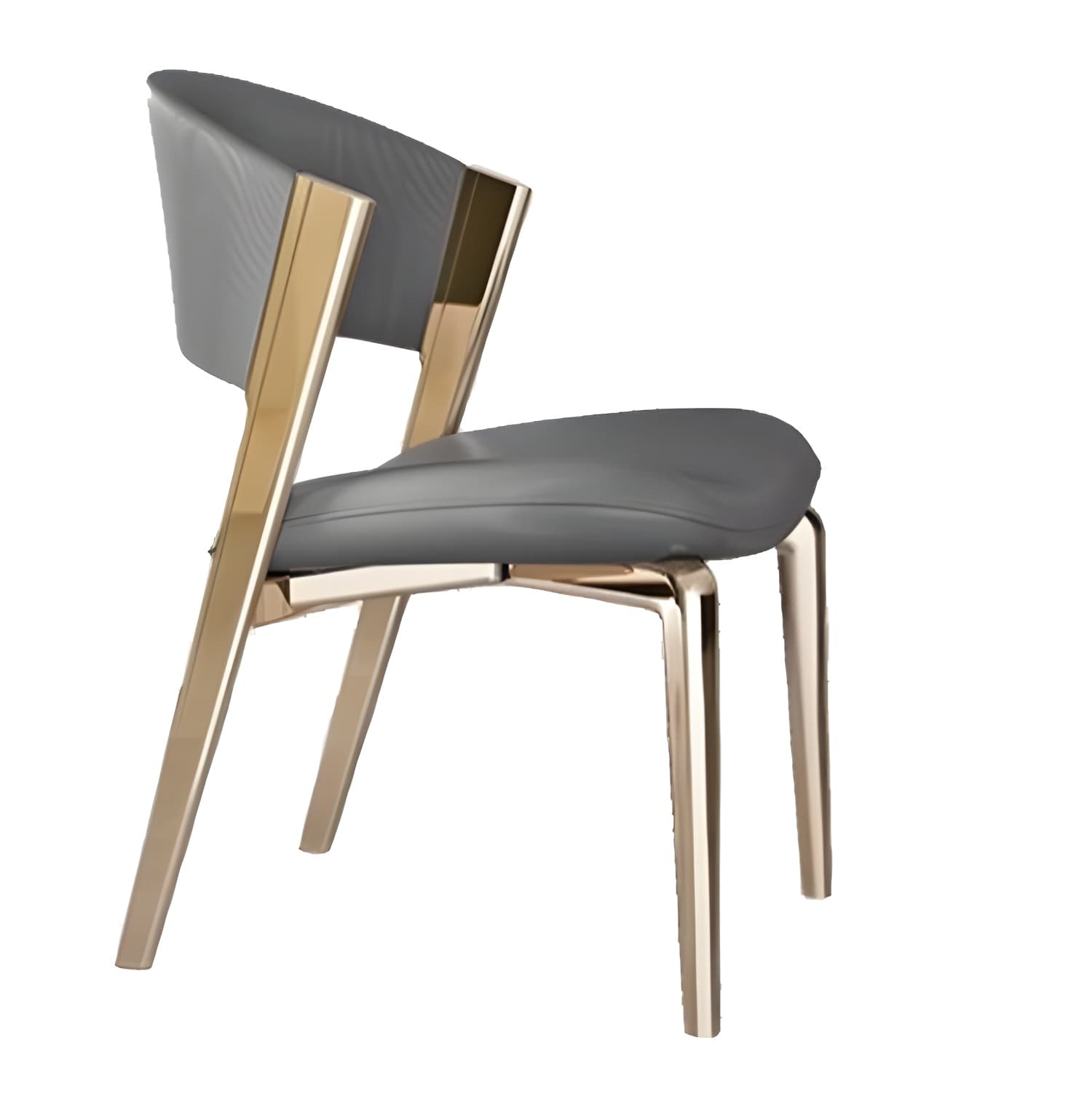 Glam Faux Leather Side Chair with Brass/Gold Legs and Open Back for Kitchen & Dining - image 4