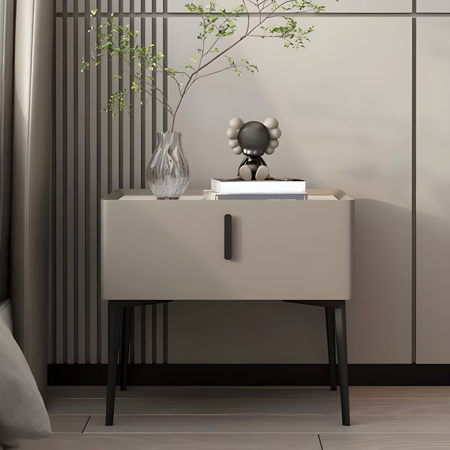Contemporary 1 Drawer Accent Table Nightstand Antique Finish Bed Nightstand - image 4