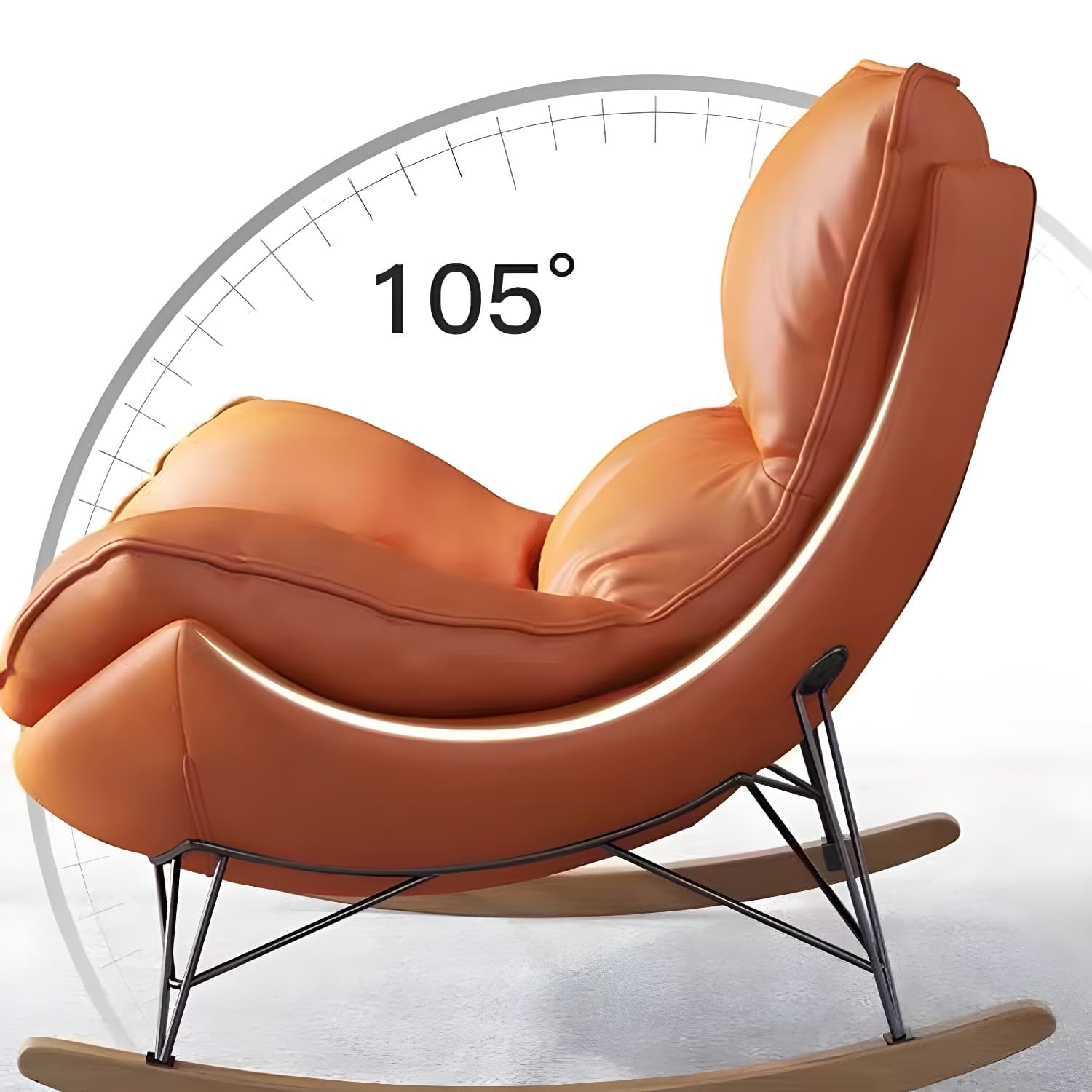 Contemporary Rocking Chair Faux Leather Waterproof Glider Chair with Removable Cushions - image 15