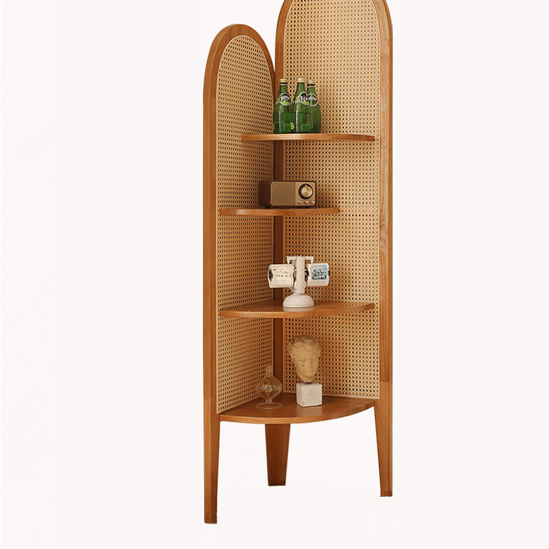 Modern Corner Unattached Accent Chest with 4 Exterior Shelves and Rubberwood Countertop in Black/Brown/Wood Grain - image 13