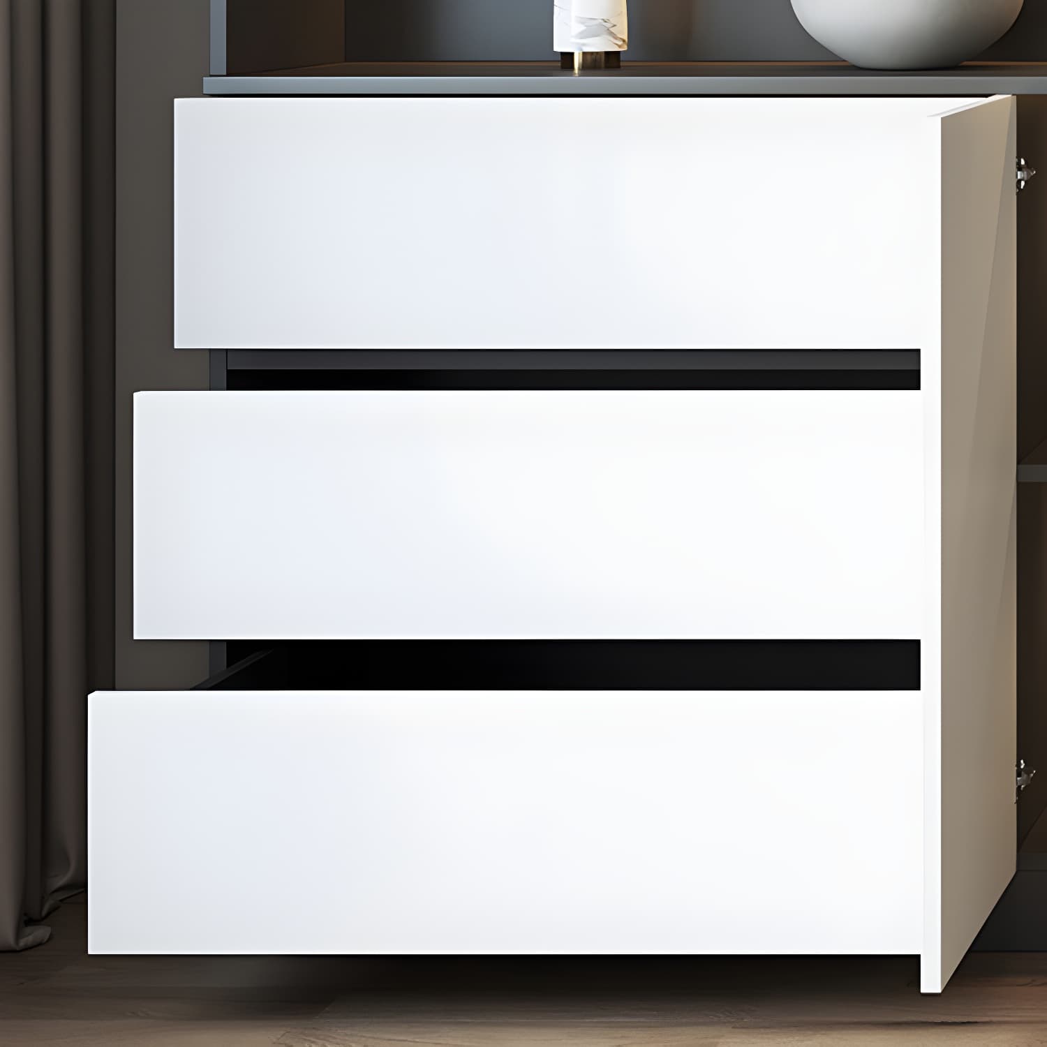 Modern Glass Adjustable Shelving Doors Wood Sideboard Cabinet with Cabinets and Drawers - image 7