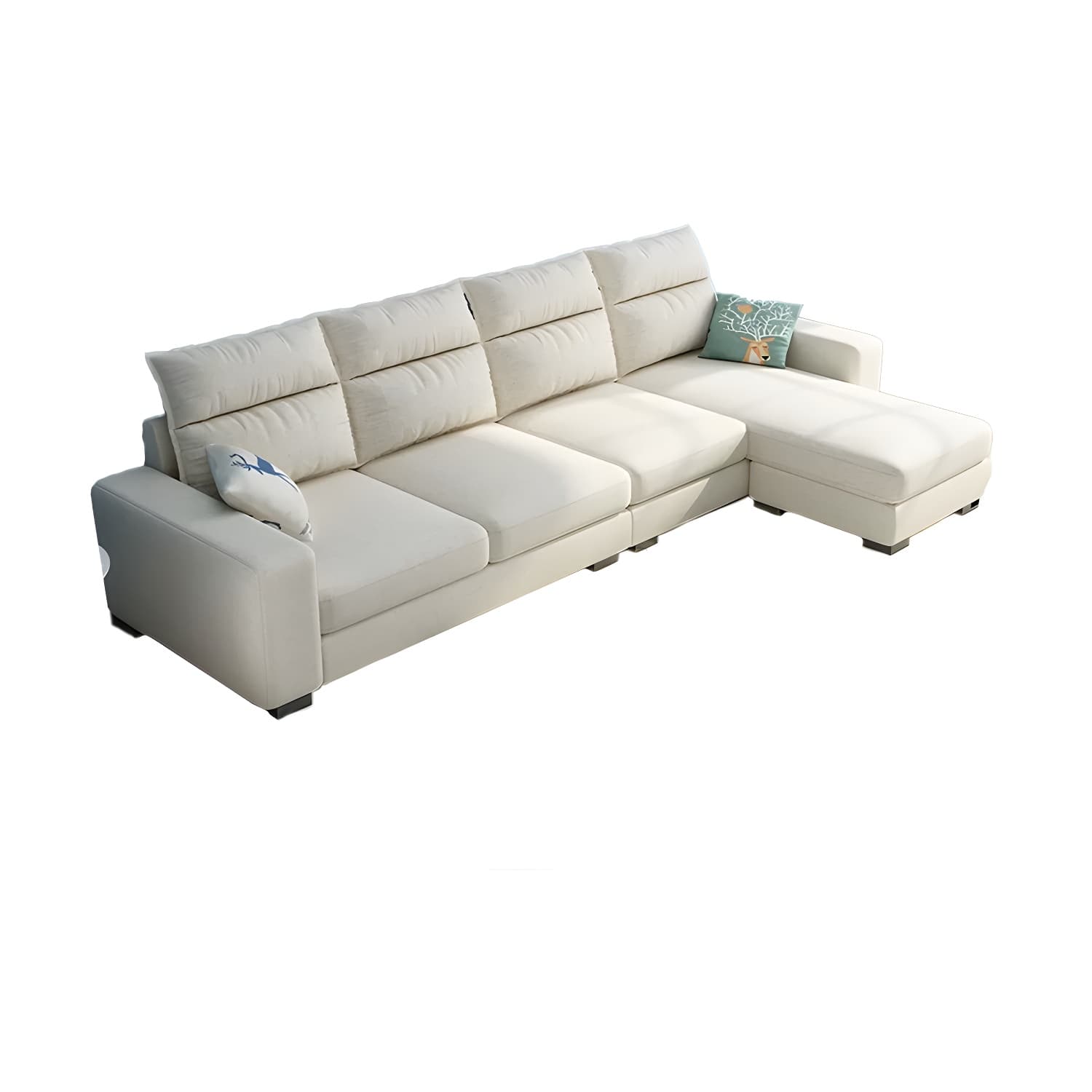 Scandinavian Wood Frame L-Shaped Modular Sofa Chaise in 2 Piece Set with Black Legs - image 9