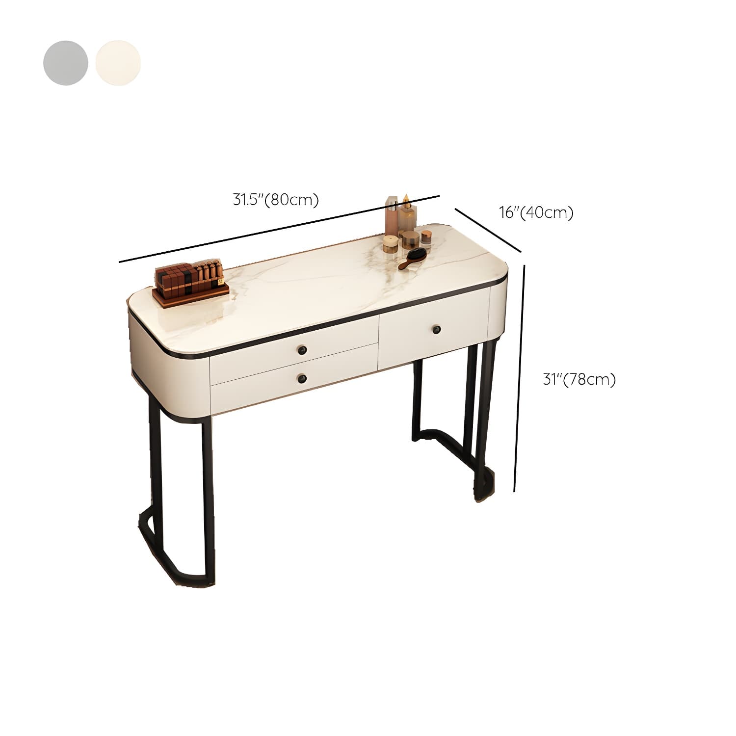 Contemporary Marble and Wood Vanity Table and Stool Set Glam Vanity Dressing Table - image 14