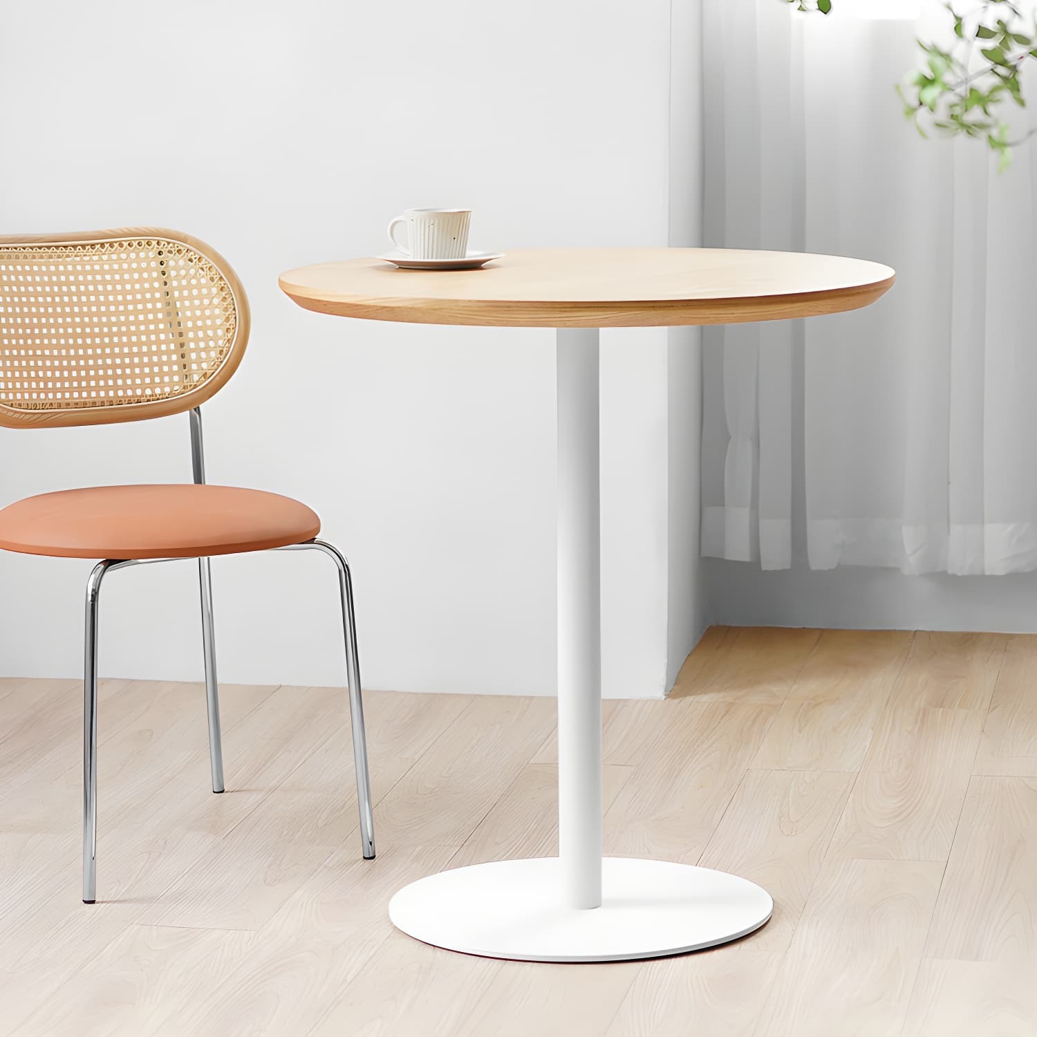 Round Tulip Base Casual Dining Table Four-Color Fixed Table with Solid Wood - image 8
