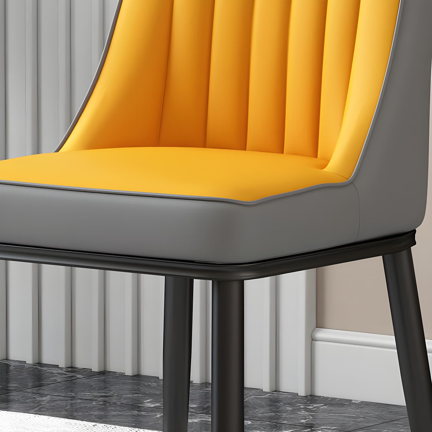 Glam Parsons Dining Side Chair Leather Indoor Dining Chair with Metal Legs - image 20