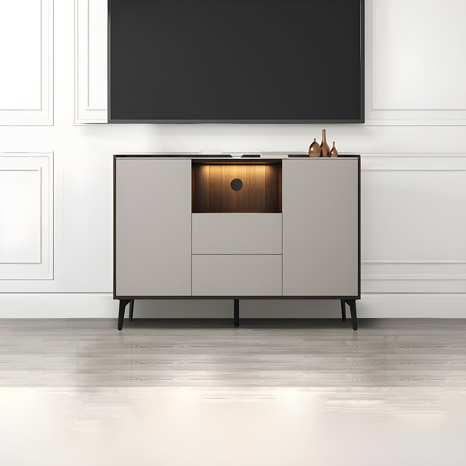 Contemporary Style Stone TV Stand 2 Doors and 2 Drawers TV Cabinet - image 12