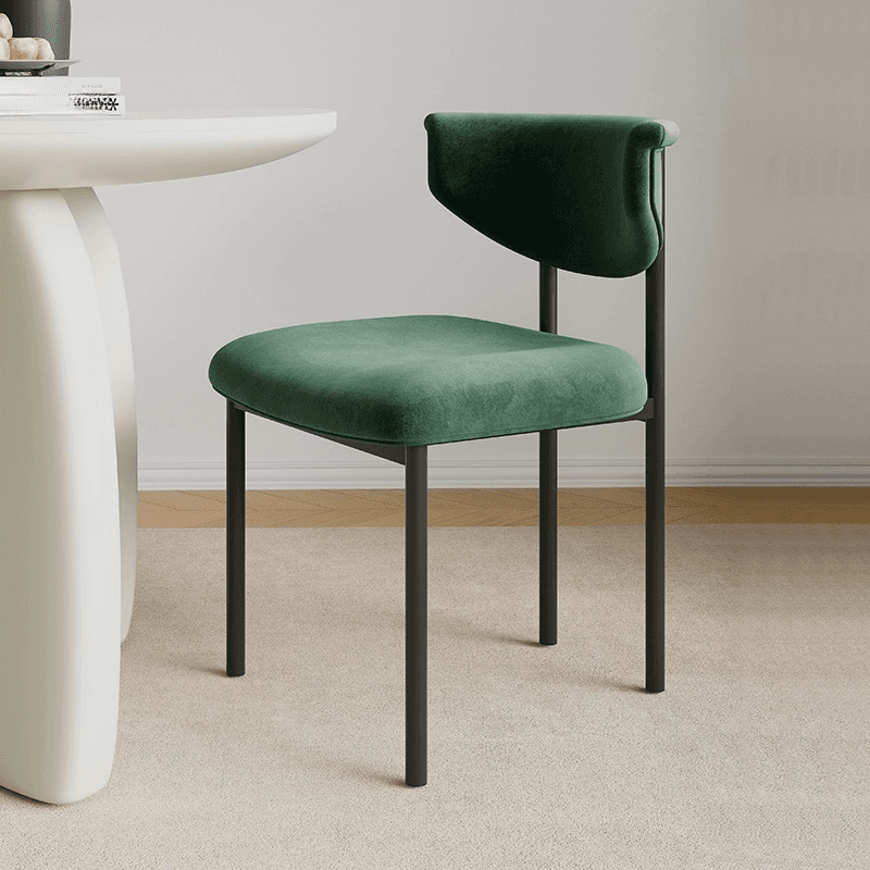 Scandinavian Style 1-Piece Side Chair Set with Upholstered Seats, Ink/Ivory Metal Legs, and Low Back - image 4