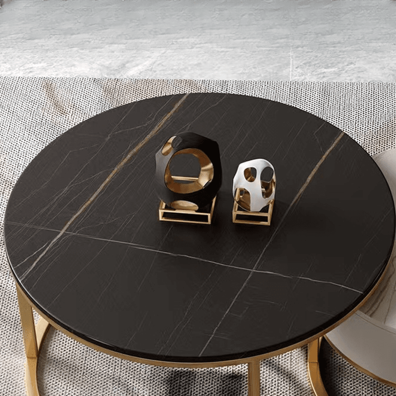Nested Orbicular Board Game Coffee Table with Framework Base for Foyer Use - image 9