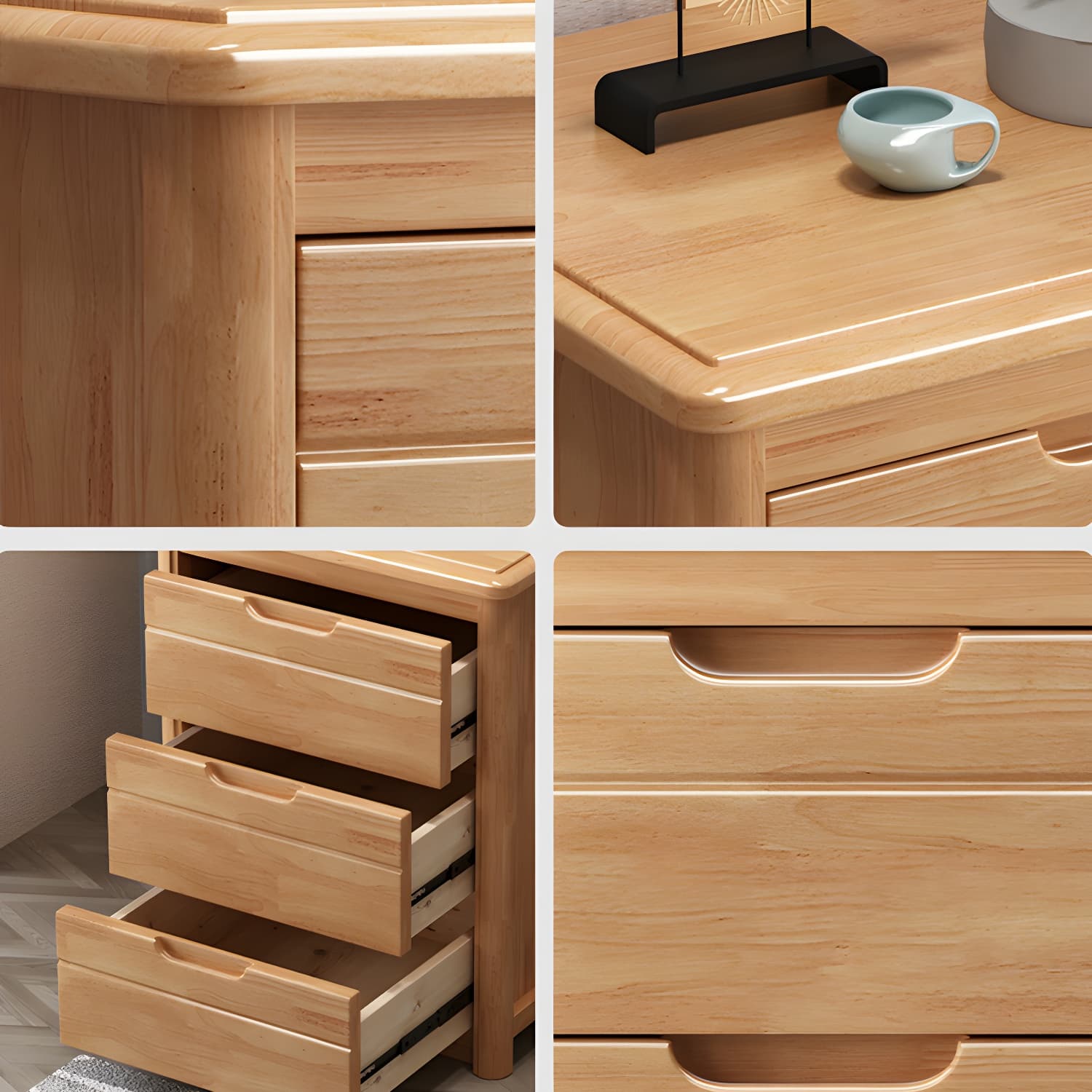 Traditional Wood Dresser with Drawers in Narrow Design and Rubberwood Material - image 10