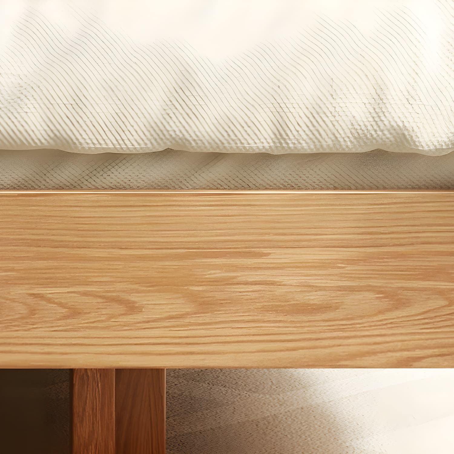5.12" High Wood Platform Bed Scandinavian Natural Bed Frame Set - image 8