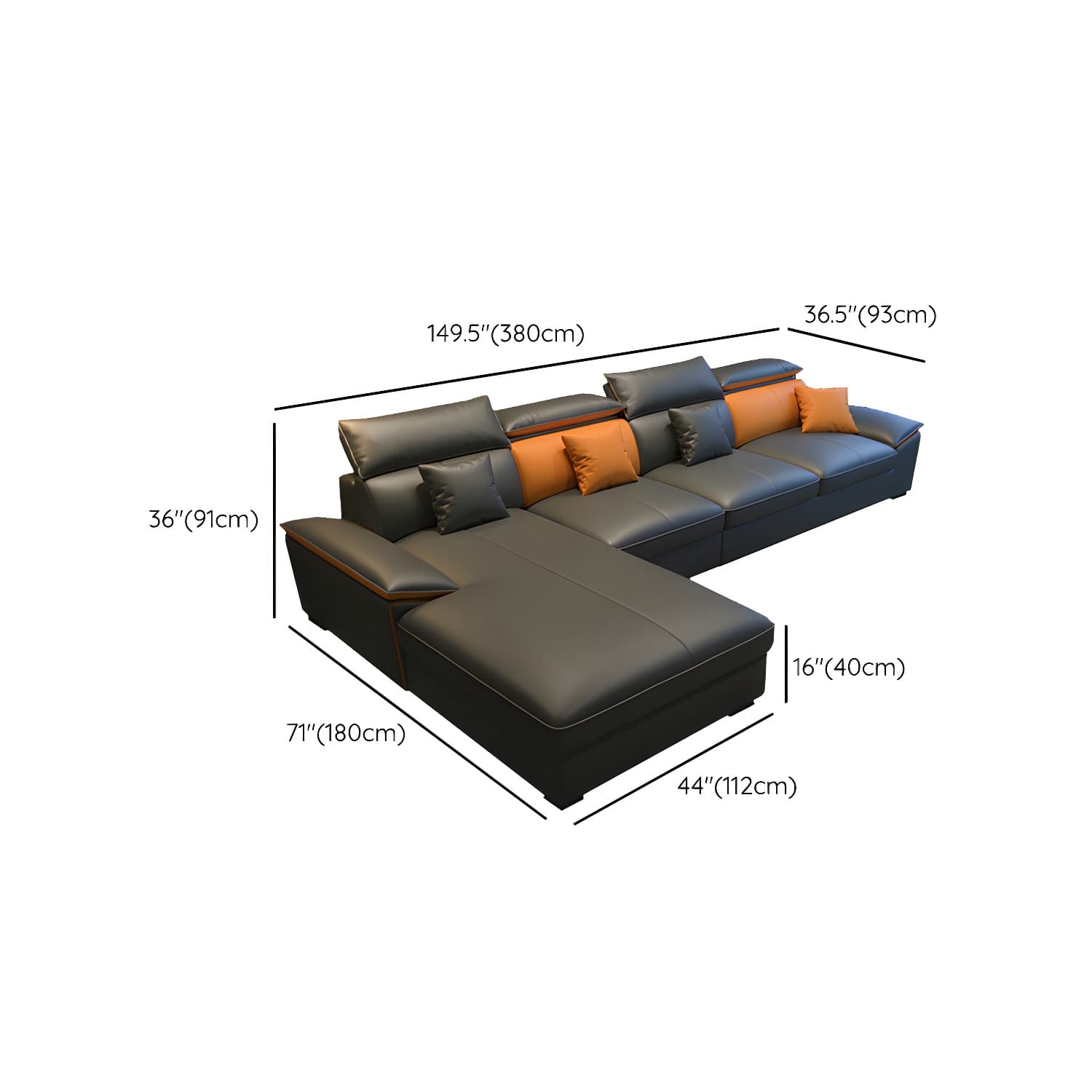 Modern Gray Tech Cloth Sectional Sofa with Pillow Top Arms and Cushion Back - image 17