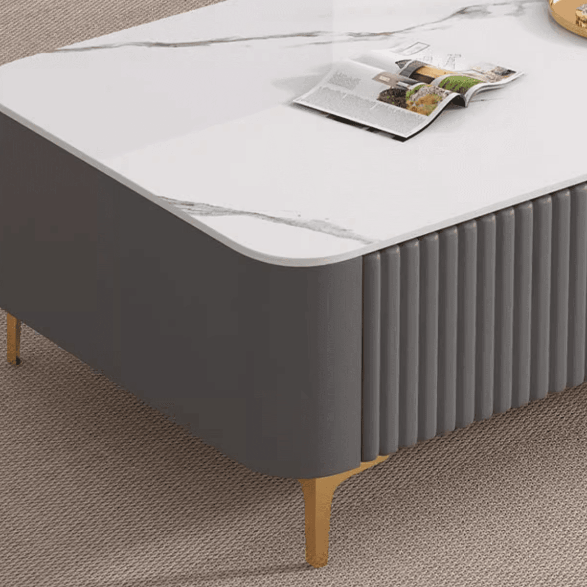 Simplistic Rectangular Vitreous TV Stand with Locker, Cable Management & 2 Drawers - image 9
