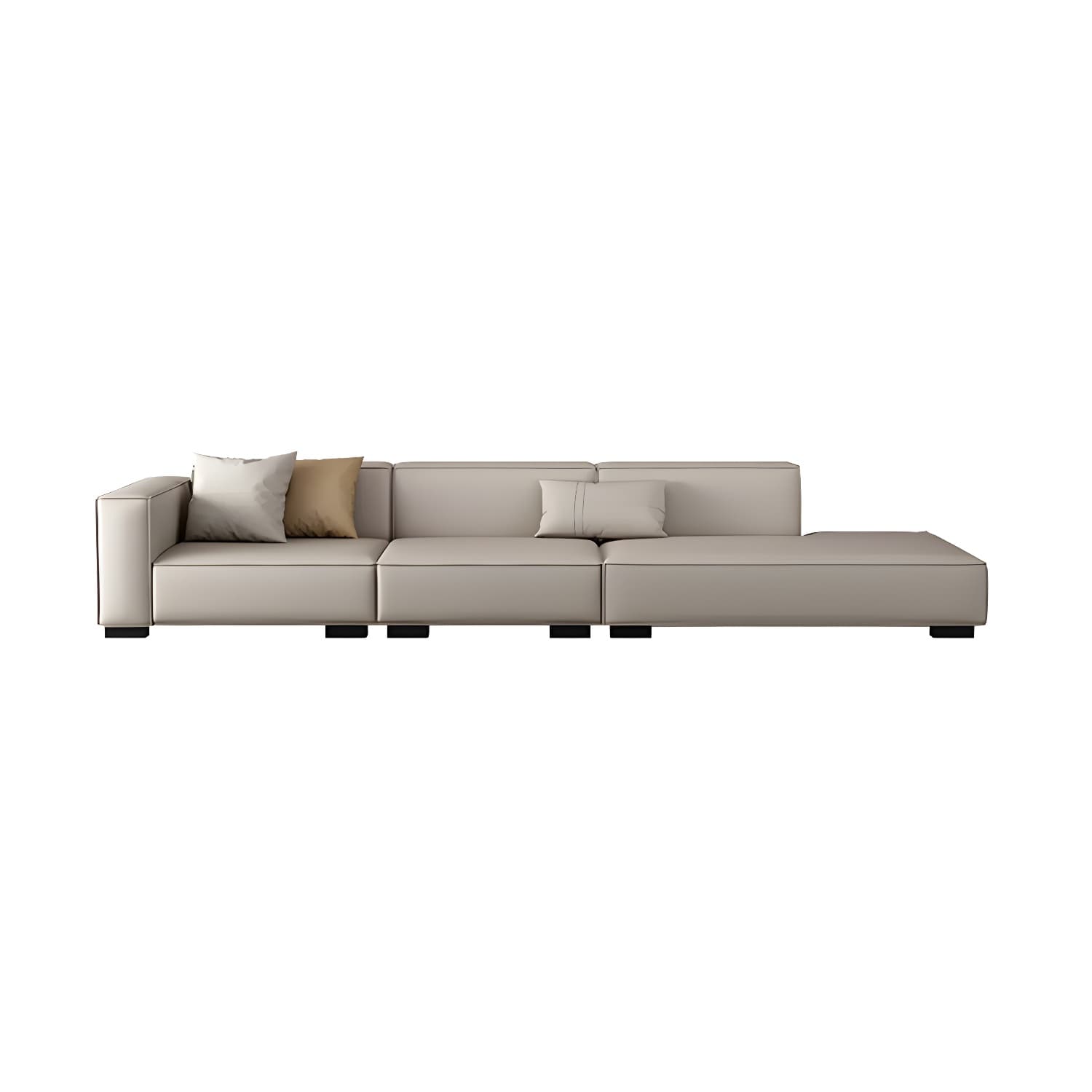 Modern Gray Faux Leather Sofa Chaise with Square Arms and Pine Wood Legs - image 14
