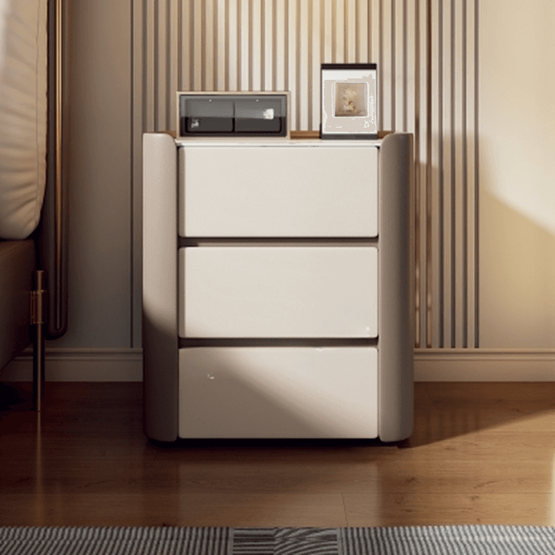 Organic Modern Stone Countertop Bedside Cabinet Nightstand with 3 Drawers - image 3