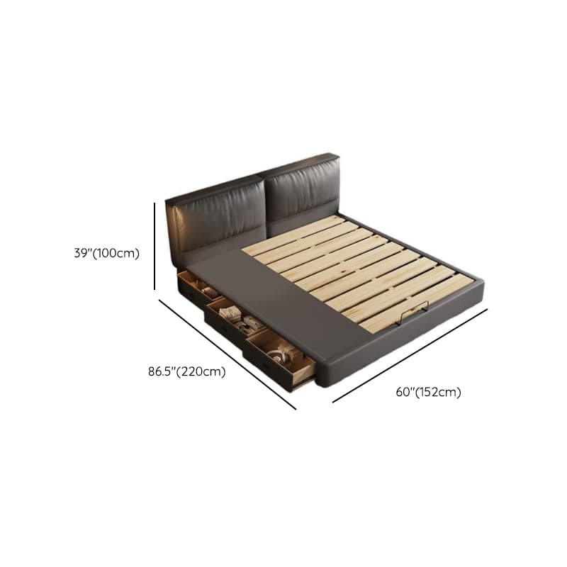 Light Gray Solid Color Storage Bed/Platform Bed with 3 Storage Boxes and Pine Wood Frame for Living Room - image 16