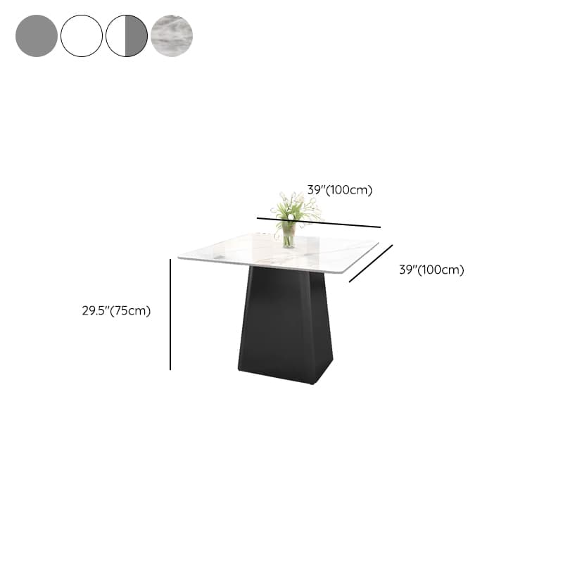 5-piece Square Slate Dining Table Set with Stump Base, Upholstered Back, Padded Chair for 4 People - image 12