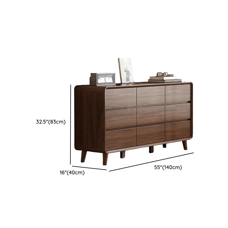 Cocoa Retro Rubberwood Console Dresser/Semainier with 6/9/5 Drawers, Horizontal/Vertical for Sleeping Quarters - image 13