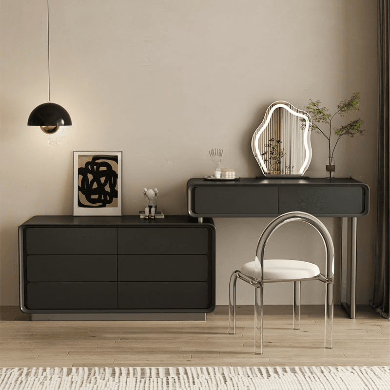 Modish Large Vanity Set with Laminate Table Top, White Chair, 8 Drawers, Light Up Mirror - image 5