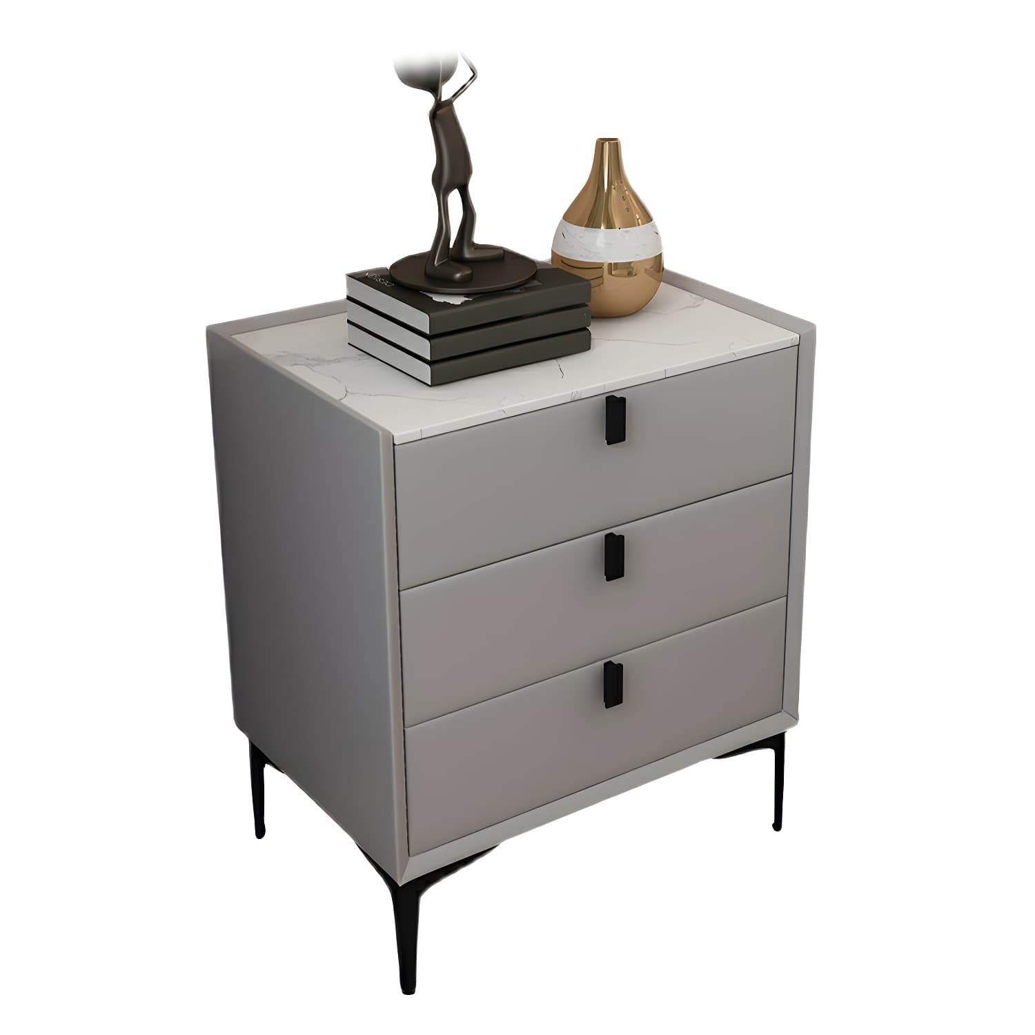 Glam Style Sintered Stone Top 3 Drawers Nightstand for Bedroom - image 12