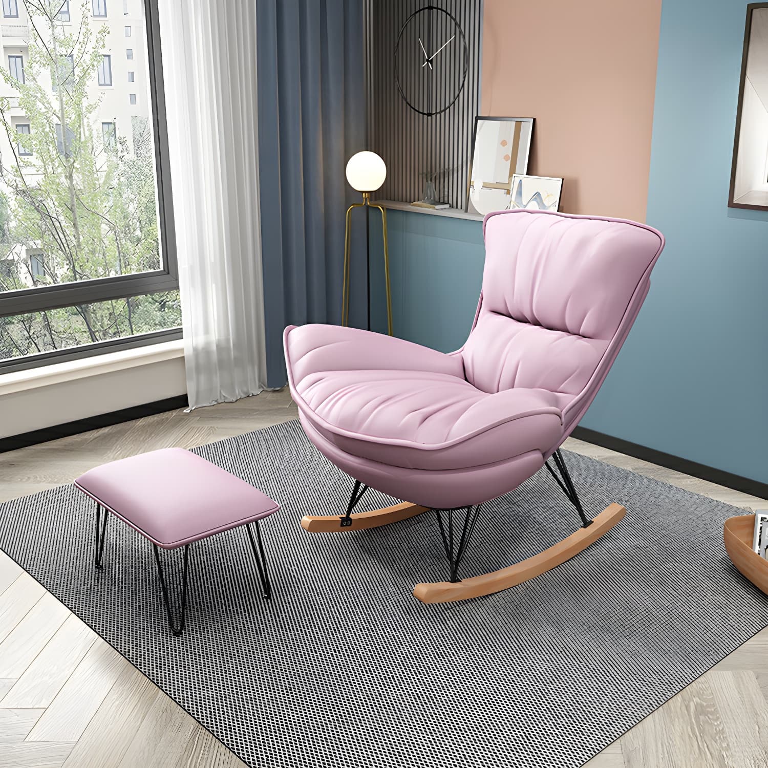 31" Wide Upholstered Rocking Accent Chair with Light Legs for Living Room - image 12